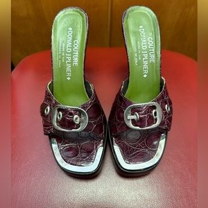 Donald J Pliner- Wine Maxi Crocodile Heels 5.5